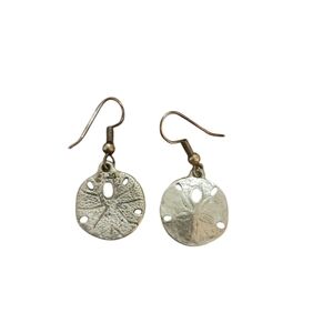 Silver Dollar Beach Ocean Hook Earrings